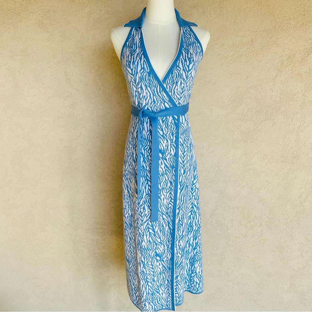 Diane Von Furstenberg Collared Sleeveless Mini Wrap Dress